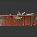 Simple Red Brick Ashtray with Cigarette Butts on Dark Background 3d model