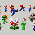 Mario Character Figurine Ornaments Featuring Various Poses Mushroom And Green Plant Shapes