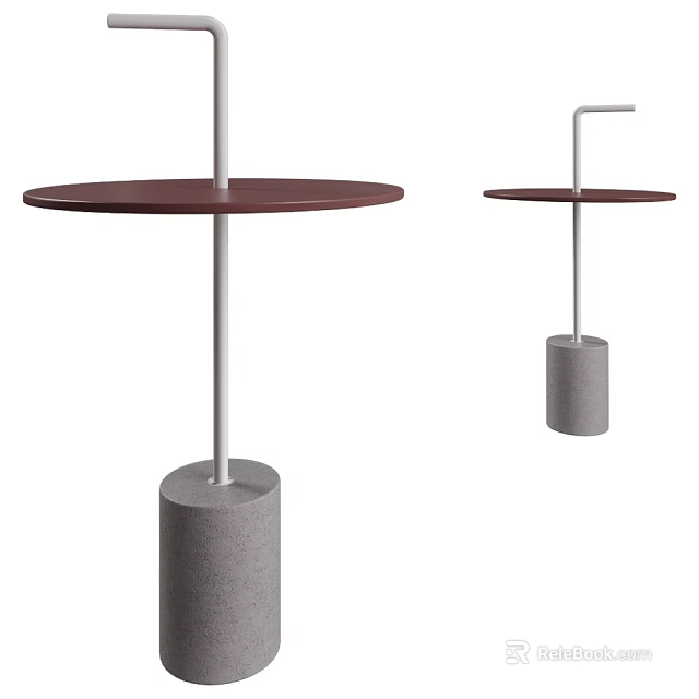 Modern Side Table With Round Top Metal Frame And Concrete Base 3d model