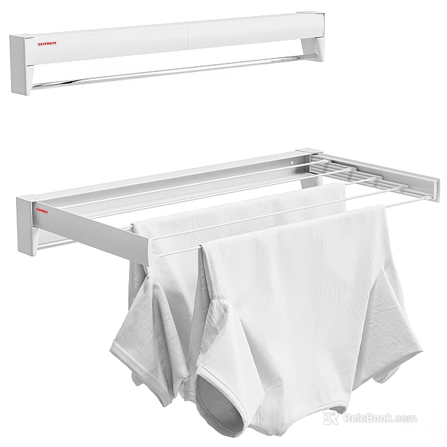 Wall Mounted Metal Towel Rack With White Towels For Bathroom Kitchen Household Essentials 3d model 
