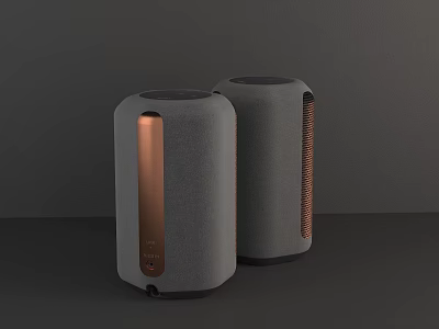 Modern Gray Bluetooth Speakers With Copper Accents And Sleek Design 3d model