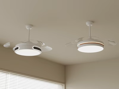 Modern Pendant Lights With White Finish And Fan Blades In Indoor Room Ceiling Design 3d model
