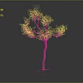 3D Rendered Tree With Orange Trunk And Green Foliage In Gray Background