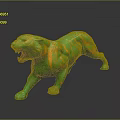 Unique Vibrant Green and Orange Striped Tiger Shaped Decorative Furniture