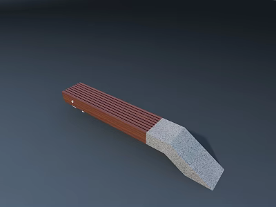 Outdoor Chair With Wooden Slatted Seat And Stone Base For Garden Patio Use 3d model