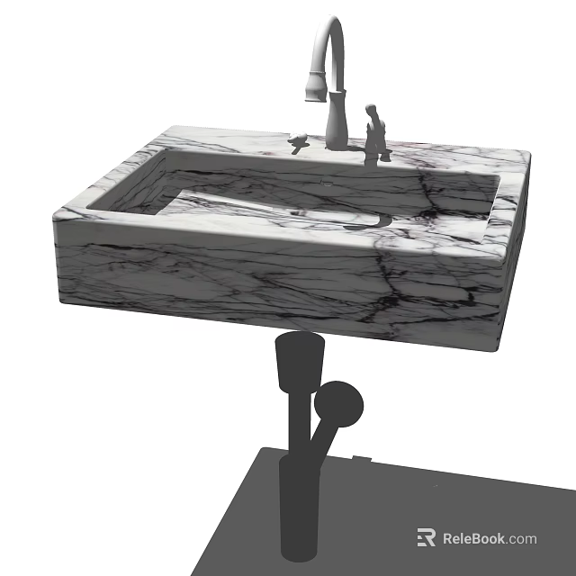 Elegant Marble Washbasin Design With Sleek Countertop And Modern Faucet 3d model 