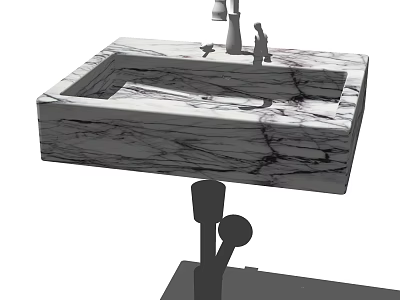 Elegant Marble Washbasin Design With Sleek Countertop And Modern Faucet 3d model