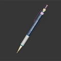 Sleek Modern Metal Pen With Silver Blue Accents And Reflective Writing Surface