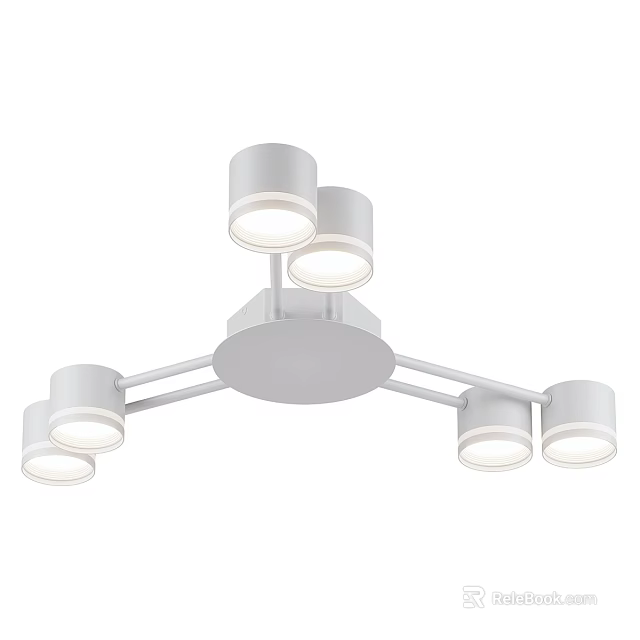 Modern White Ceiling Light with Multiple Heads Ceiling Mounted Lighting Fixture 3d model