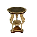 Elegant Round Side Table With Gold Carved Legs And Decorative Black Tabletop Design 3d model