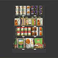 Multi Tiered Supermarket Shelves Neatly Arranged With Various Colorful Products