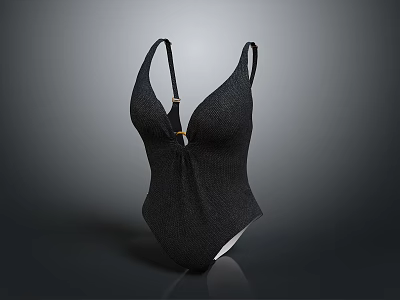 Black Knitted One Piece Swimsuit With Thin Straps And Metal Clasp Design 3d model Black Knitted One Piece Swimsuit With Thin Straps And Metal Clasp Design 3d model