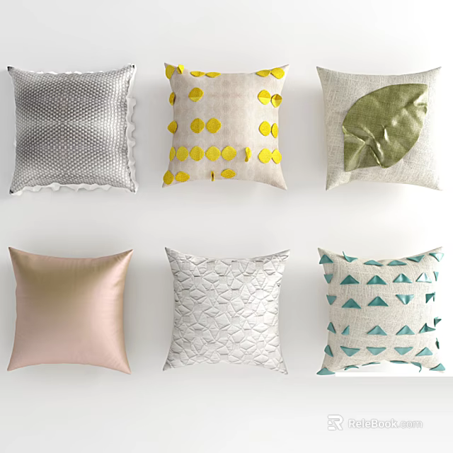 Decorative Throw Pillows With Various Patterns And Textured Designs For Home Decor 3d model