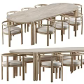 Modern Wooden Oval Dining Table With Light Upholstered Chairs And Minimalist Design Set