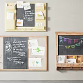 Wooden Wall Hangings with Chalkboard Canvas Sections and Storage Compartments for Home Decor