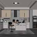 Modern Kitchen Interior Design With Central Island Counter Cabinets Appliances And Oven
