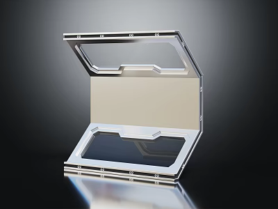 Modern Open Hexagonal Metallic Frame With Transparent Panel And Reflective Base 3d model