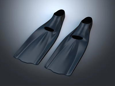 Black Diving Fins Shoes For Swimming And Diving With Flexible Rubber Design 3d model