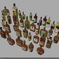 Variety of Wine Bottles and Glasses in Assorted Colors and Shapes on
