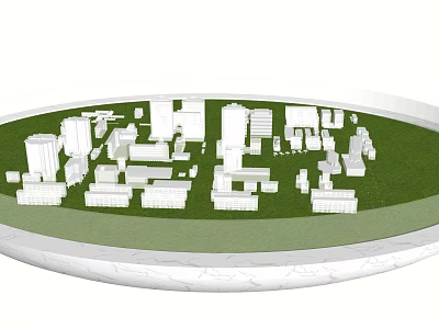 Detailed Urban City Model Featuring White Buildings Green Circular Base 3d model