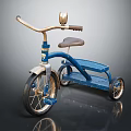 Stylish Vintage Blue Tricycle With Gold Accents And Brown Seat Design