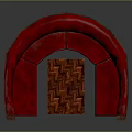 Stylish Red Curved Tufted Leather Public Chair With Geometric Pattern Table