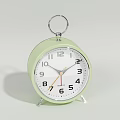 Light Green Round Alarm Clock With Metal Ring And Quartz