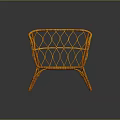 Orange Rattan Leisure Chair with Modern Woven Design and Comfortable Armrests