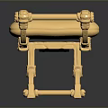 Elegant Golden Stool Featuring Ornate Carved Legs And Decorative Armrests Design