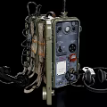 Industrial Military Communication Equipment With Open Case Antennas Control Panel And Headphones