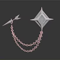Silver Decorative Weapon with Star Diamond Shaped Design Connected via Metal Chain and Arrow Part