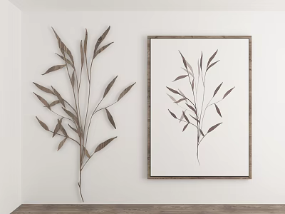 Framed Plant Drawing With Plant Branch Wall Decor 3d model