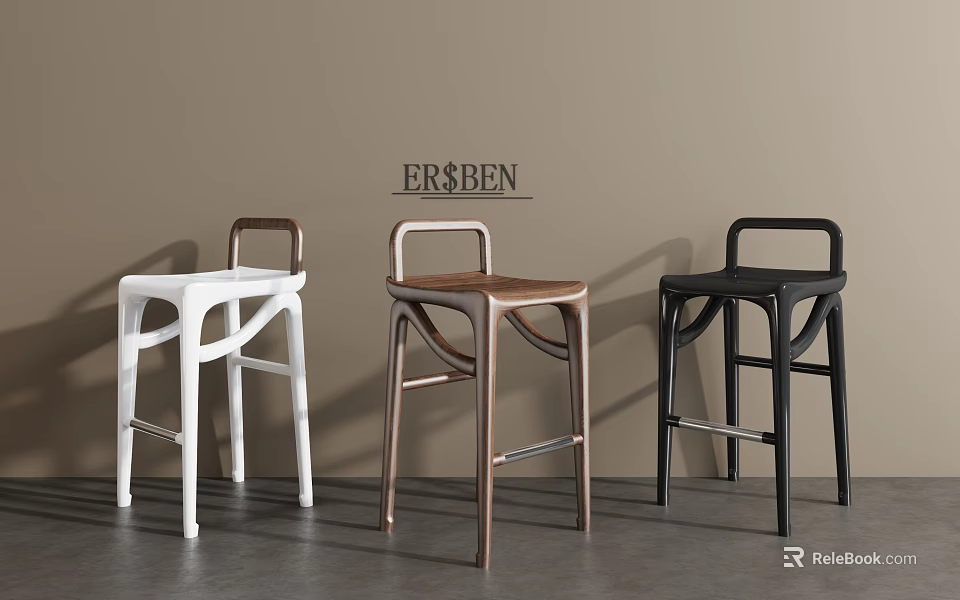 Modern Bar Stools With White Brown Black Colors And Cross Leg Design For Contemporary Spaces 3d model 
