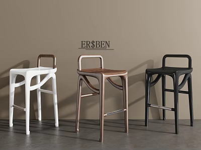 Modern Bar Stools With White Brown Black Colors And Cross Leg Design For Contemporary Spaces 3d model