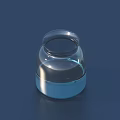 Small Transparent Glass Container With Blue Base For Daily Household Use 3d model