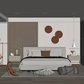 Modern Bedroom Interior Design With Comfortable Bed Circular Wall Decor And Soft Lighting 3d model