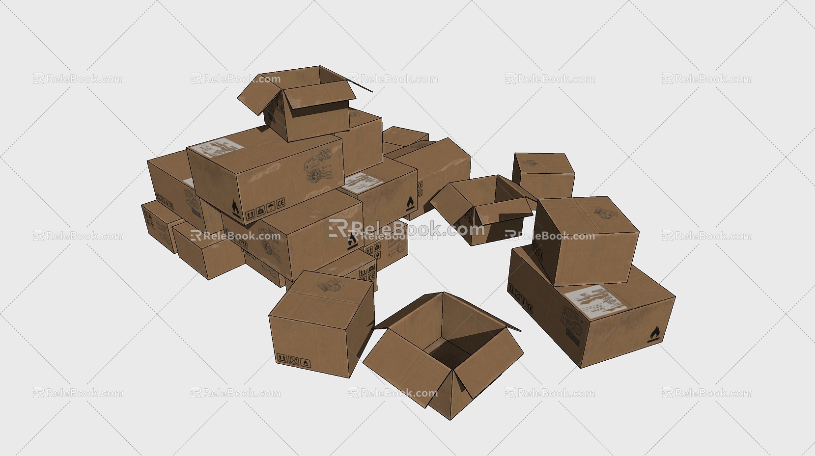 Modern Box Cartons 3d model