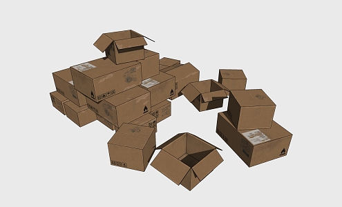 Modern Box Cartons 3d model