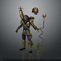 Ornate Armored Warrior Figure With Golden Blue Armor Red Helmet And Tentacle Weapon