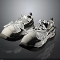 Stylish Decorative Casual Shoes With White Transparent Upper Bowknot Pearls Rhinestones And Black Thick Sole