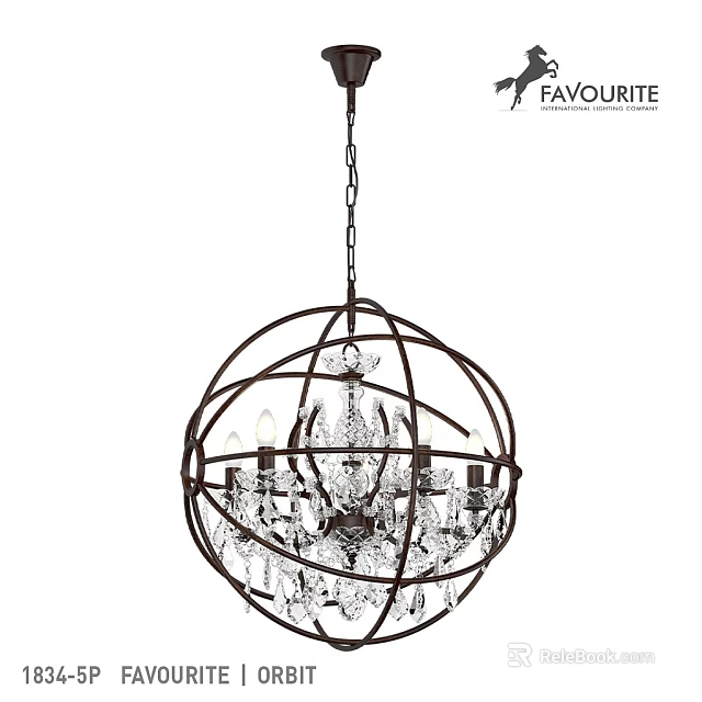 Spherical Chandelier with Metal Frame and Crystal Decorations for Elegant Interior 3d model 