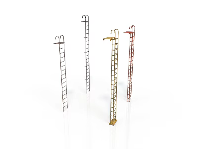 Metal Ladders With Various Sizes Designs And Colors On White Background 3d model
