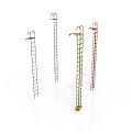 Metal Ladders With Various Sizes Designs And Colors On White Background