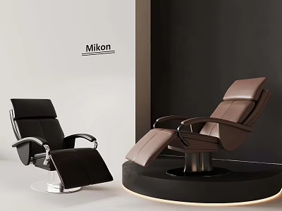 Modern Mikon Recliner Chairs Black And Brown With Circular Base Lighting 3d model