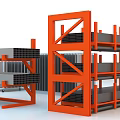 Industrial Equipment Heavy Duty Multi Tier Storage Racks With Orange Blue Frame For Warehouse Use