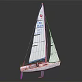 White Sailboat With White Sails Red Logo And Numbers APR A2394 On Sails