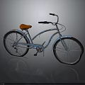 Vintage Blue Bicycle With Orange Seat And Classic Frame Design