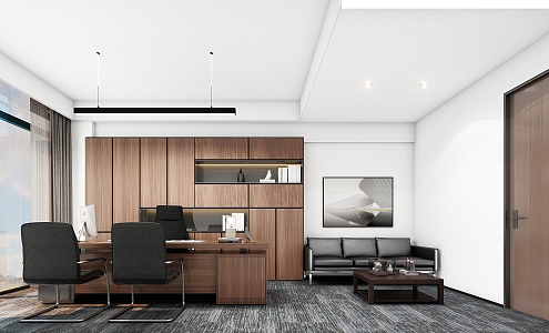 modern office administrative office unit office preparation office furniture 3d model