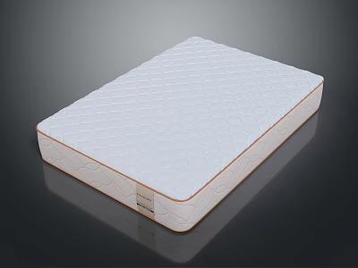 White Mattress With Striped Surface And Trimmed Edges For Comfortable Sleep 3d model