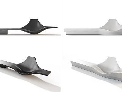 Modern Landscape Seats With Sleek Curved Design In Black And White For Outdoor Use 3d model